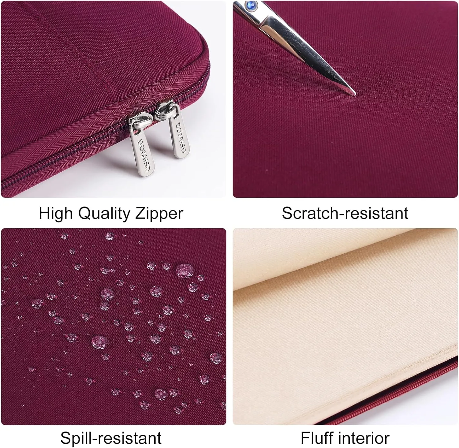 DOMISO 13 Inch Laptop Sleeve Canvas Notebook Portable Carrying Bag Case Handbag for 13" Surface Book 2 3/13.9" Yoga C930 GLASS/14 Yoga Slim 7i Pro X/HP EliteBook 830 G5 840 G5 x360 G2,Wine