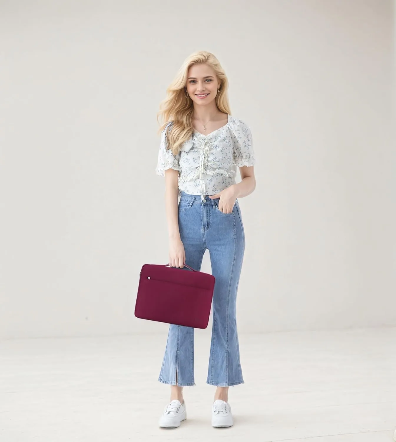 DOMISO 13 Inch Laptop Sleeve Canvas Notebook Portable Carrying Bag Case Handbag for 13" Surface Book 2 3/13.9" Yoga C930 GLASS/14 Yoga Slim 7i Pro X/HP EliteBook 830 G5 840 G5 x360 G2,Wine