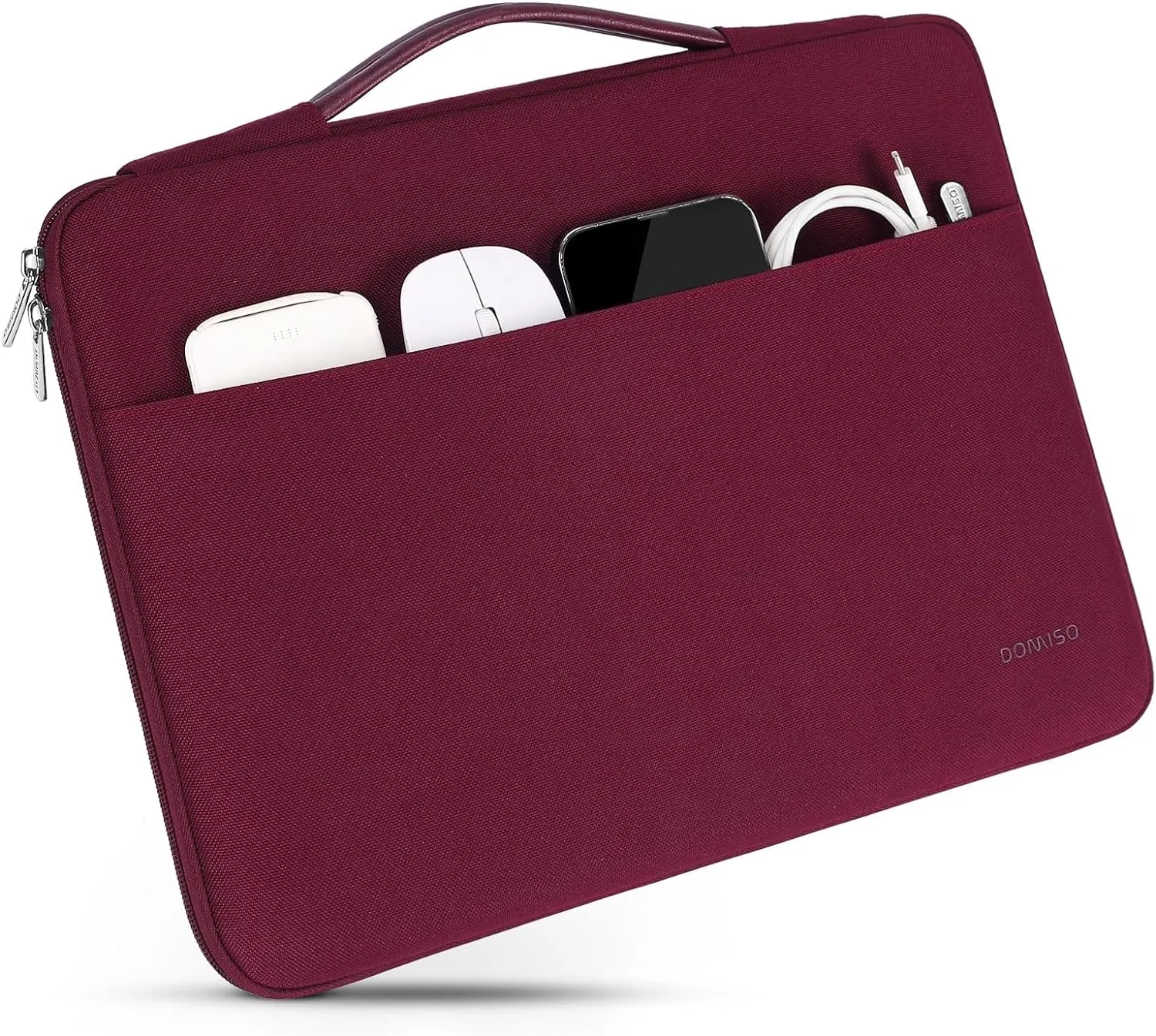DOMISO 13 Inch Laptop Sleeve Canvas Notebook Portable Carrying Bag Case Handbag for 13" Surface Book 2 3/13.9" Yoga C930 GLASS/14 Yoga Slim 7i Pro X/HP EliteBook 830 G5 840 G5 x360 G2,Wine