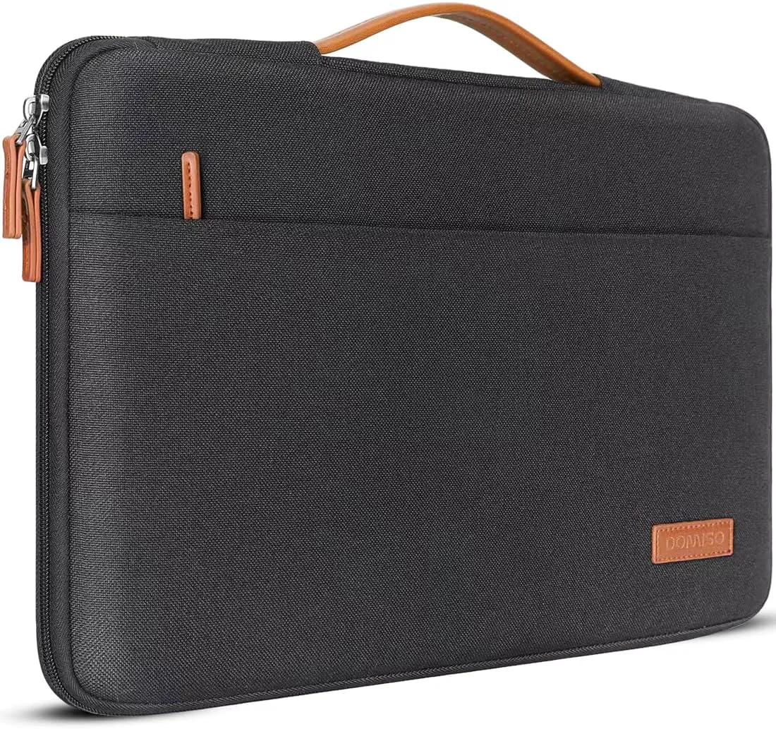 DOMISO 14 inch Laptop Sleeve Case Waterproof Carrying Bag for 14" Notebook/Chromebook S330/ThinkPad A475 A485 E485 T480s/HP ProBook 640 645 G4/Dell Inspiron 5481 5482 5490 Chromebook 14,Black