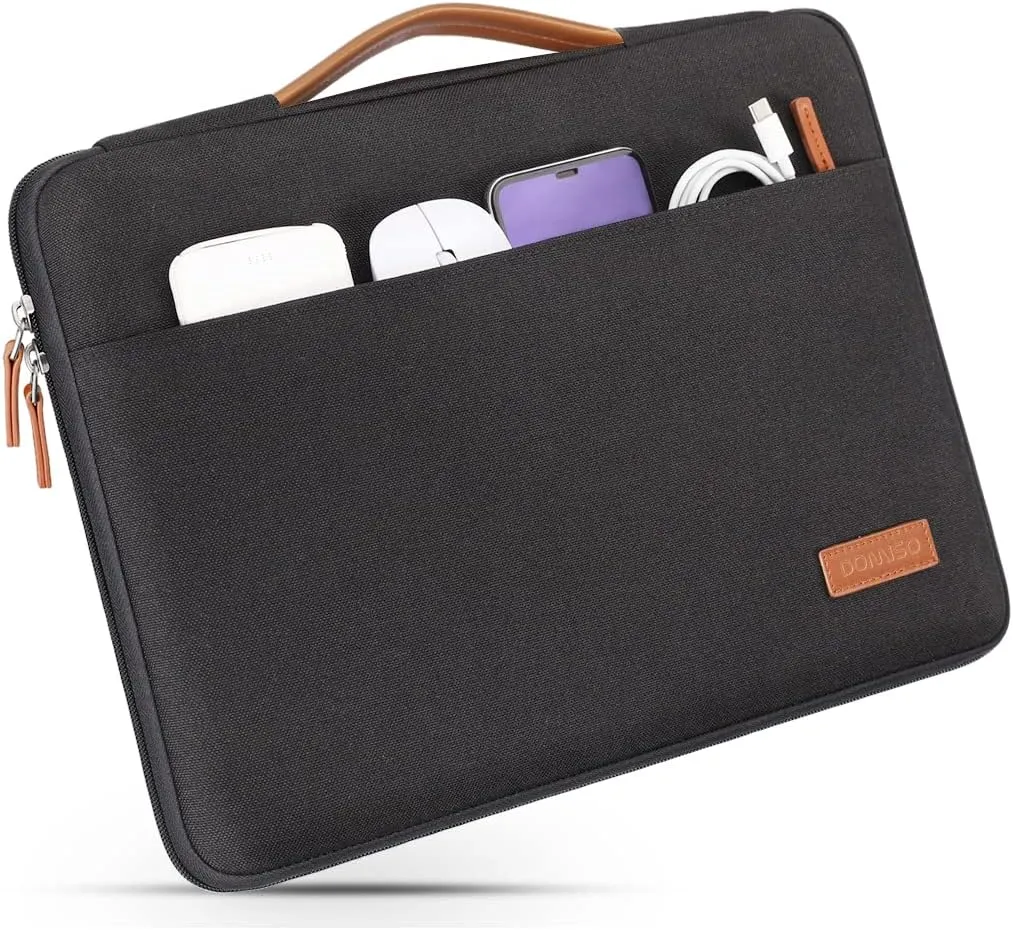 DOMISO 14 inch Laptop Sleeve Case Waterproof Carrying Bag for 14" Notebook/Chromebook S330/ThinkPad A475 A485 E485 T480s/HP ProBook 640 645 G4/Dell Inspiron 5481 5482 5490 Chromebook 14,Black