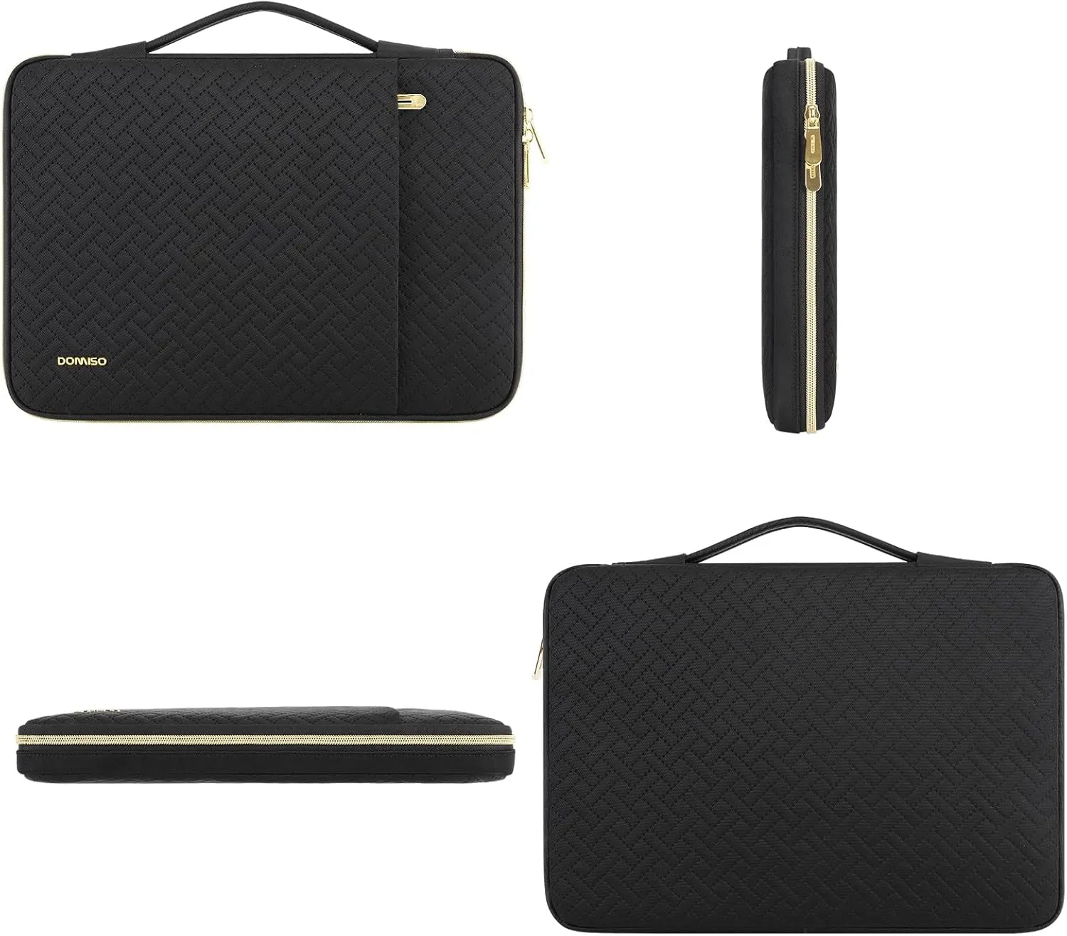 DOMISO Laptop Sleeve Case 17.3 inch Waterproof Computer Carrying Handbag with Handle and Golden Zipper Compatible with 17.3" MSI GS73VR Stealth Pro/LG Gram 17"/HP Envy 17/ROG Strix GL702VS, Black