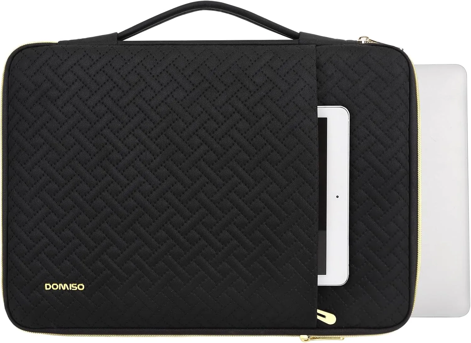 DOMISO Laptop Sleeve Case 17.3 inch Waterproof Computer Carrying Handbag with Handle and Golden Zipper Compatible with 17.3" MSI GS73VR Stealth Pro/LG Gram 17"/HP Envy 17/ROG Strix GL702VS, Black
