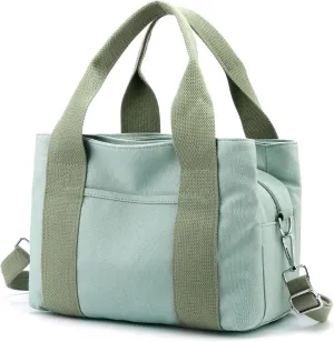 DOURR Multi Compartment Top-handle Handbags Canvas Crossbogy Bags for Women Small Totes Purse