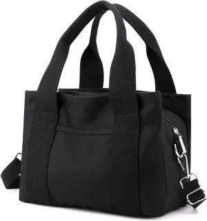 DOURR Multi Compartment Top-handle Handbags Canvas Crossbogy Bags for Women Small Totes Purse