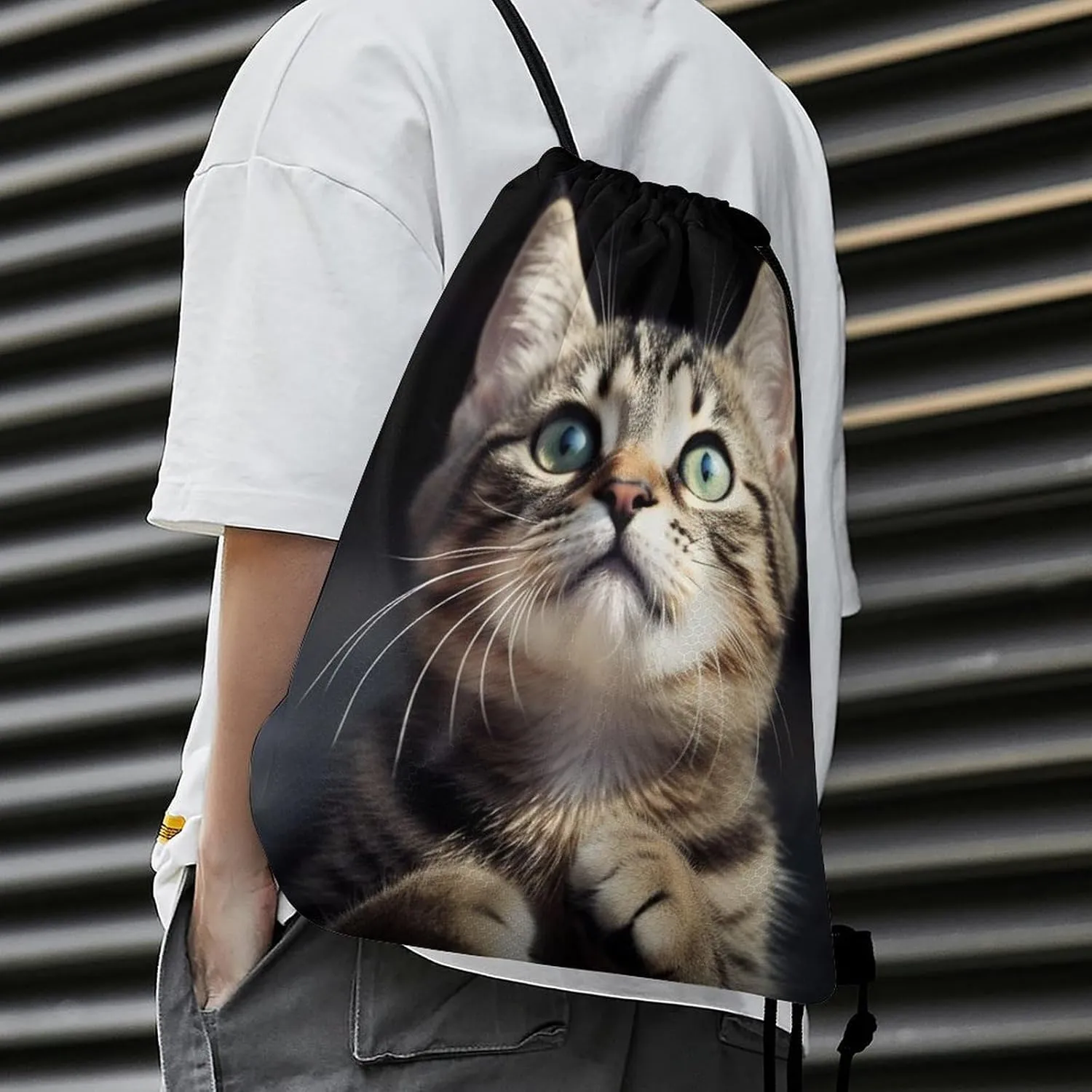 Drawstring Backpack Bulk String Bag Waterproof Drawstring Bag Cat Cinch Bag Adult Gym Bag for Sport