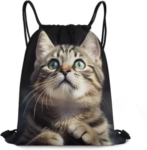 Drawstring Backpack Bulk String Bag Waterproof Drawstring Bag Cat Cinch Bag Adult Gym Bag for Sport