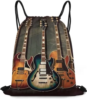 Drawstring Backpack Bulk String Bag Waterproof Drawstring Bag Guitars Art Cinch Bag Adult Gym Bag for Sport, 35*42cm