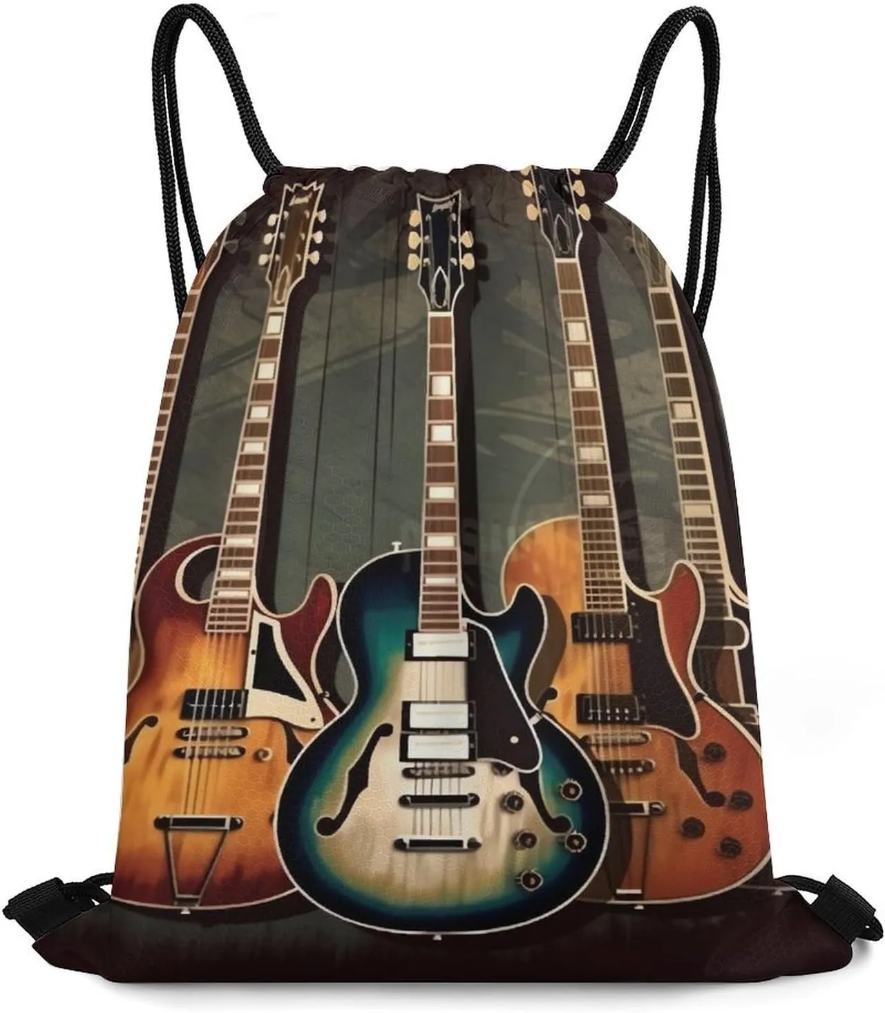 Drawstring Backpack Bulk String Bag Waterproof Drawstring Bag Guitars Art Cinch Bag Adult Gym Bag for Sport, 35*42cm