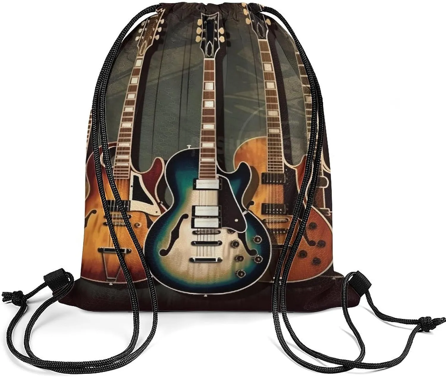 Drawstring Backpack Bulk String Bag Waterproof Drawstring Bag Guitars Art Cinch Bag Adult Gym Bag for Sport, 35*42cm