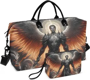 Duffel Bag for Traveling, Dark Archangel Sword Wings Gym Bags with Multiple Interior Pockets for Women Men Toiletry Purse Included 20.5”x 1.9” x 13.8”