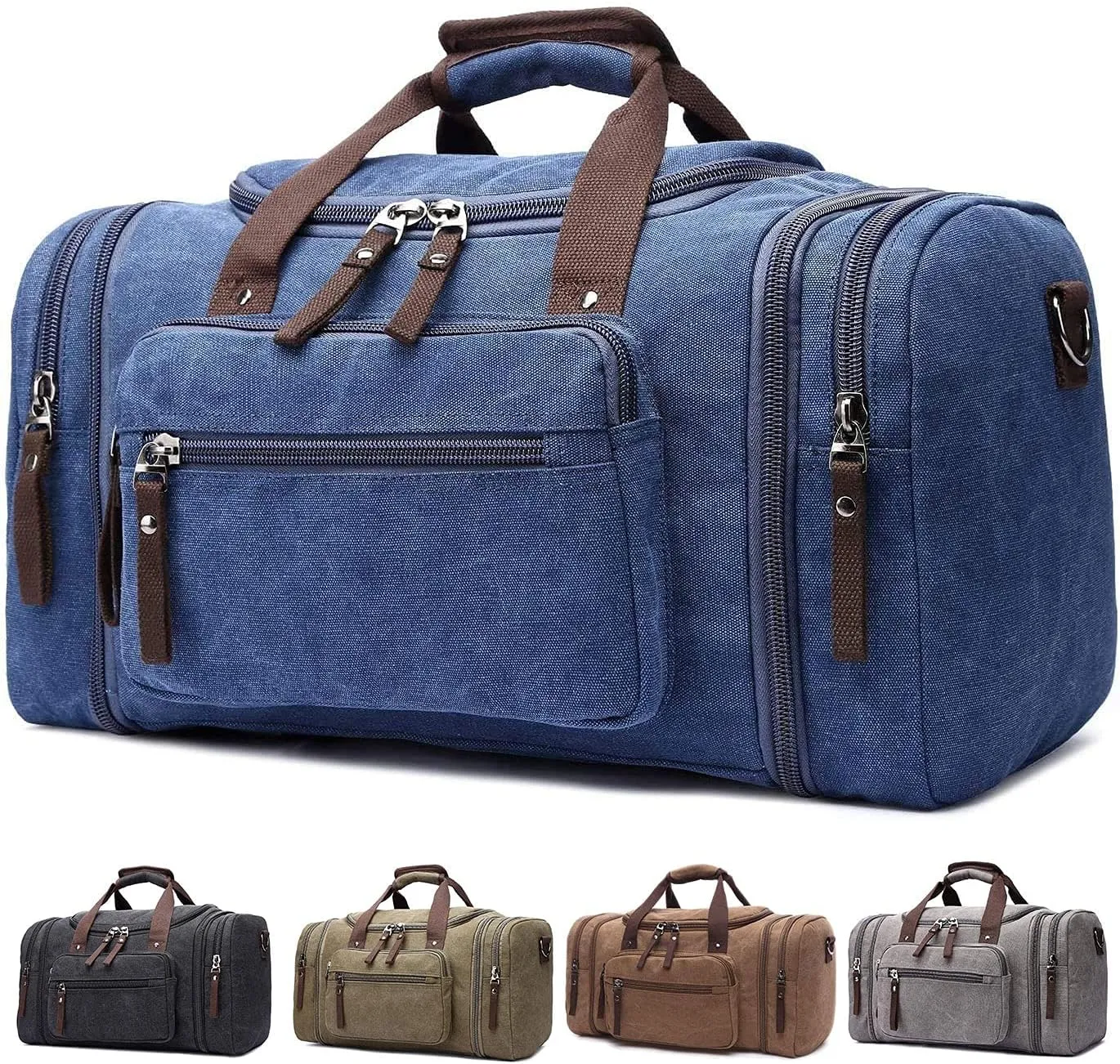 Duffle Bag for Travel Canvas Expandable Duffel Bag Weekend Bag Carry On Luggage Bag Travel Bags for Men Duffle Bags for Airplanes TELOSPORTS (BLUE)