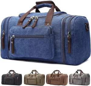 Duffle Bag for Travel Canvas Expandable Duffel Bag Weekend Bag Carry On Luggage Bag Travel Bags for Men Duffle Bags for Airplanes TELOSPORTS (BLUE)