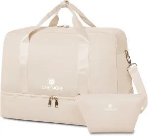 Duffle Bag Women's Travel Weekender with Shoe Compartment, Carry On Sports Tote Swim Large Overnight Gym Bag 21''(White)