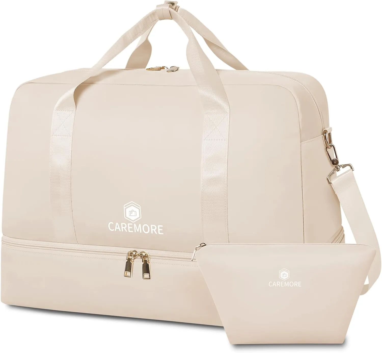 Duffle Bag Women's Travel Weekender with Shoe Compartment, Carry On Sports Tote Swim Large Overnight Gym Bag 21''(White)