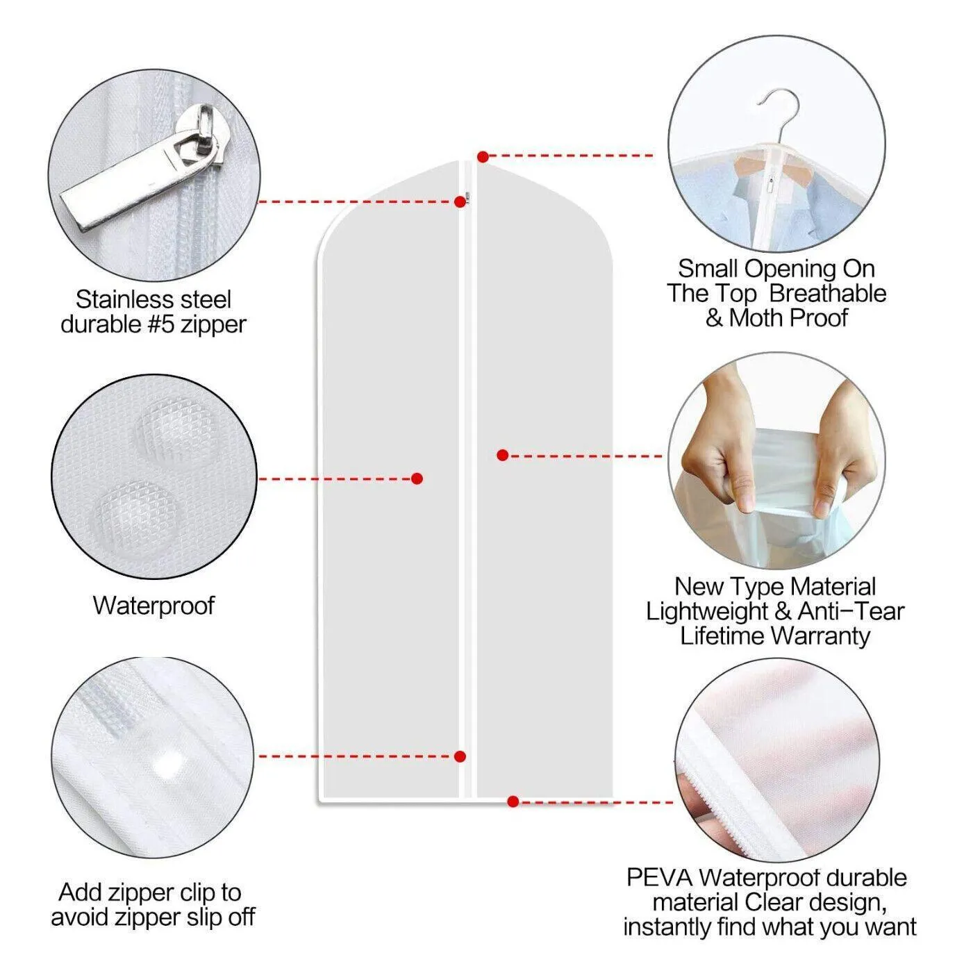 Dustproof Storage Bags 5/10PCS 4Sizes PEVA Translucent