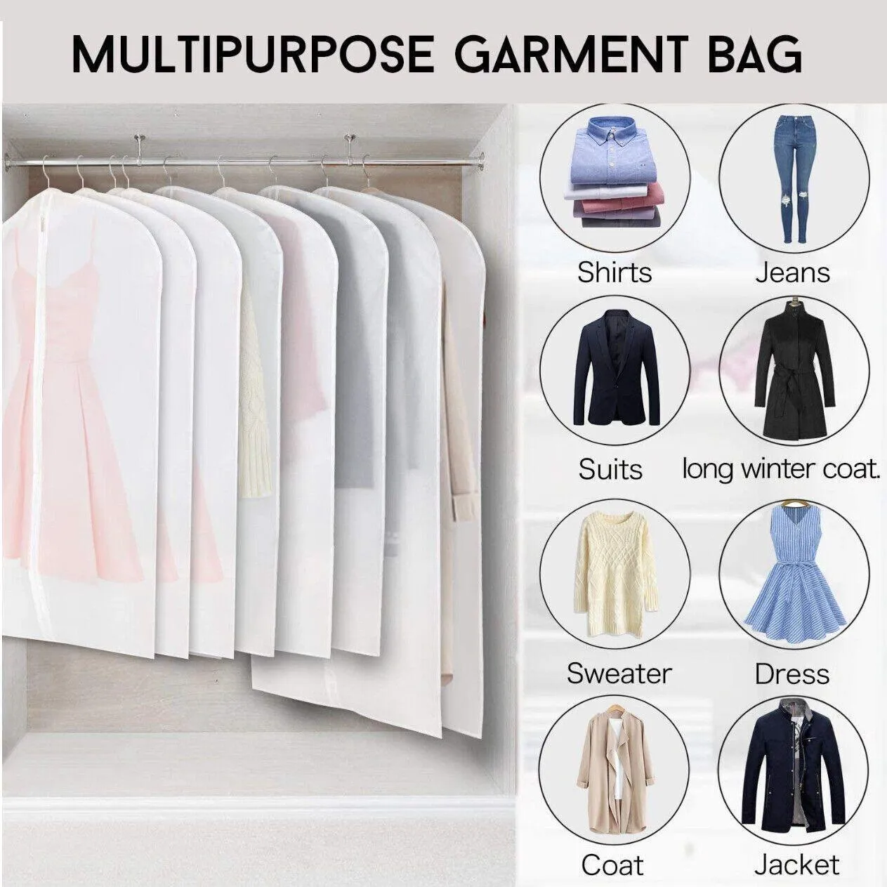 Dustproof Storage Bags 5/10PCS 4Sizes PEVA Translucent