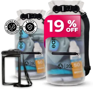 Earth Pak Waterproof Dry Bag with Zippered Pocket - Waterproof Dry Bag Backpack Keeps Gear Dry (5L Clear & 20L Clear)