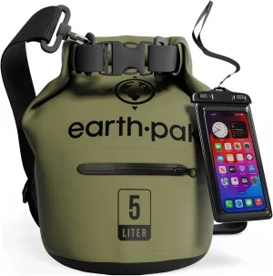 Earth Pak Waterproof Dry Bag with Zippered Pocket - Waterproof Dry Bag Backpack Keeps Gear Dry (5L Green & 10L Green)