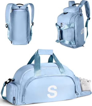 Easter Gifts for Girl, Initial Gym Bags with Shoe Compartment, Personalized Girl Duffel Bag, Monogram Kid Overnight Bags, Teen Weekend Bag Gift for Friends Female Mom (Letter S)