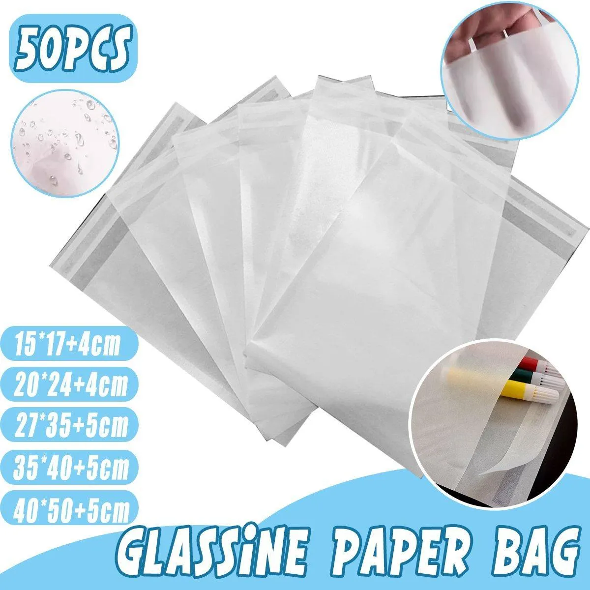 Eco-Friendly Biodegradable Translucent Paper Bag 50PCS