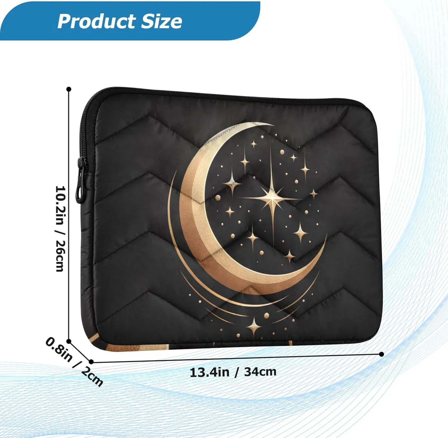 Elegant Star Crescent Black Laptop Bag Women 13-13.3 Inch, Comprehensive Protection, Womens Computer Bag
