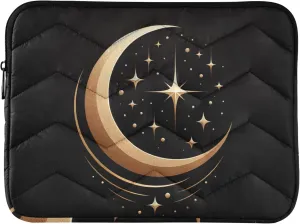 Elegant Star Crescent Black Laptop Bag Women 13-13.3 Inch, Comprehensive Protection, Womens Computer Bag