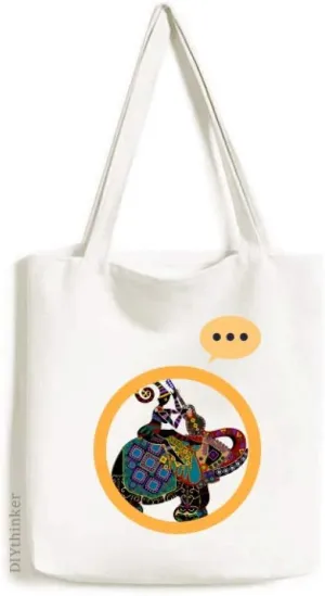 Elephant Trekking China Minority Dressing Totem Expression Gift Sack Canvas Tote Shoulder Bag