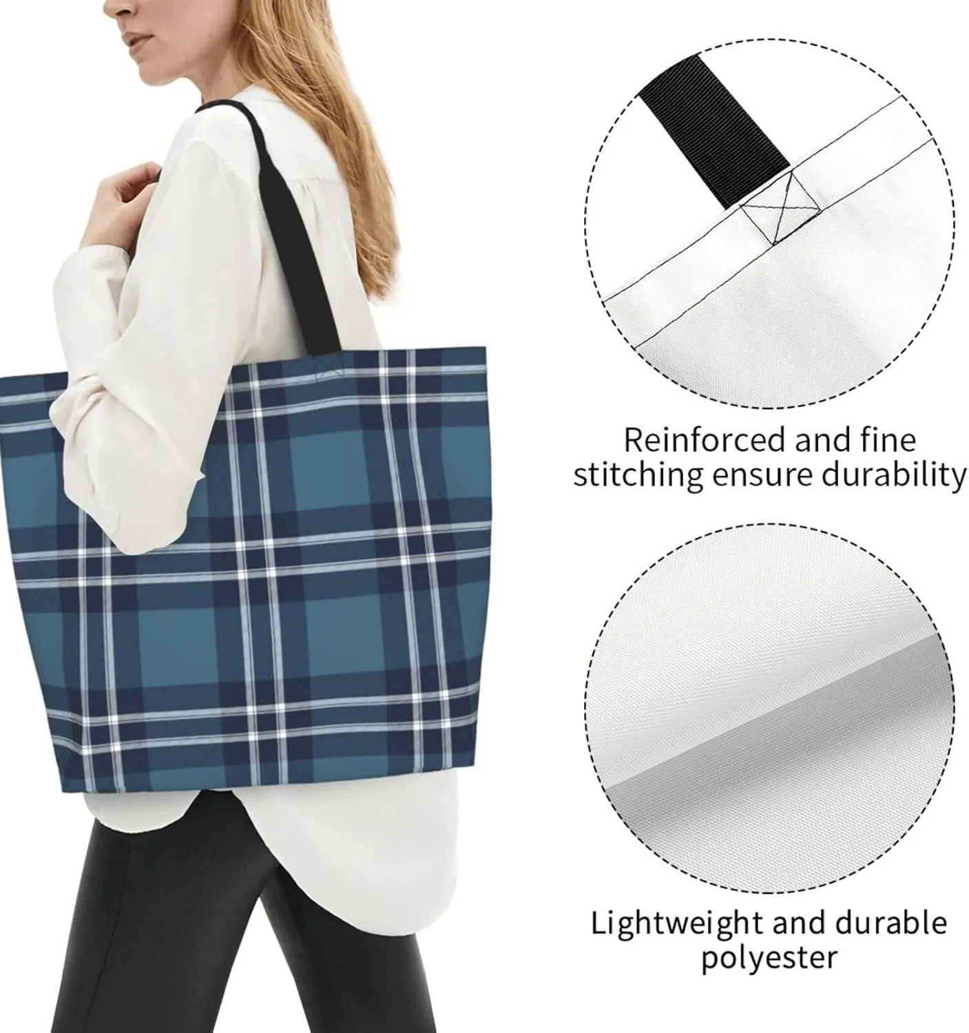 Elliot Ancient Tartan Tote Bag For Women Weekender Travel Bag Reusable Grocery Bags Large Totes Handbags