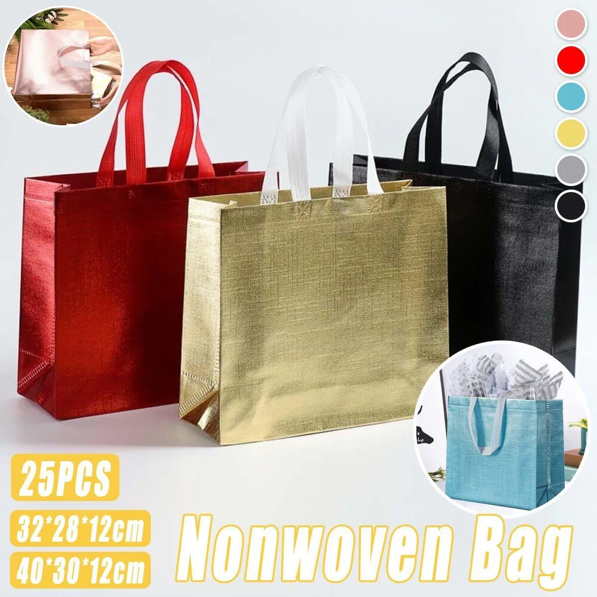 Embossed Non-Woven Fabric Tote Bag 25PCS
