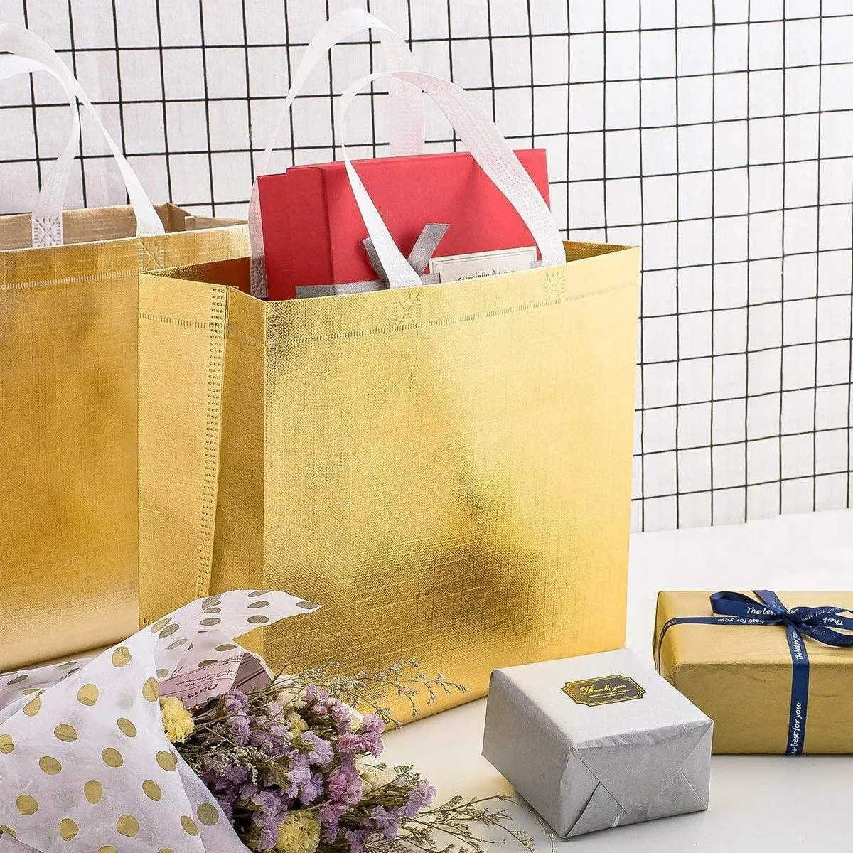 Embossed Non-Woven Fabric Tote Bag 25PCS