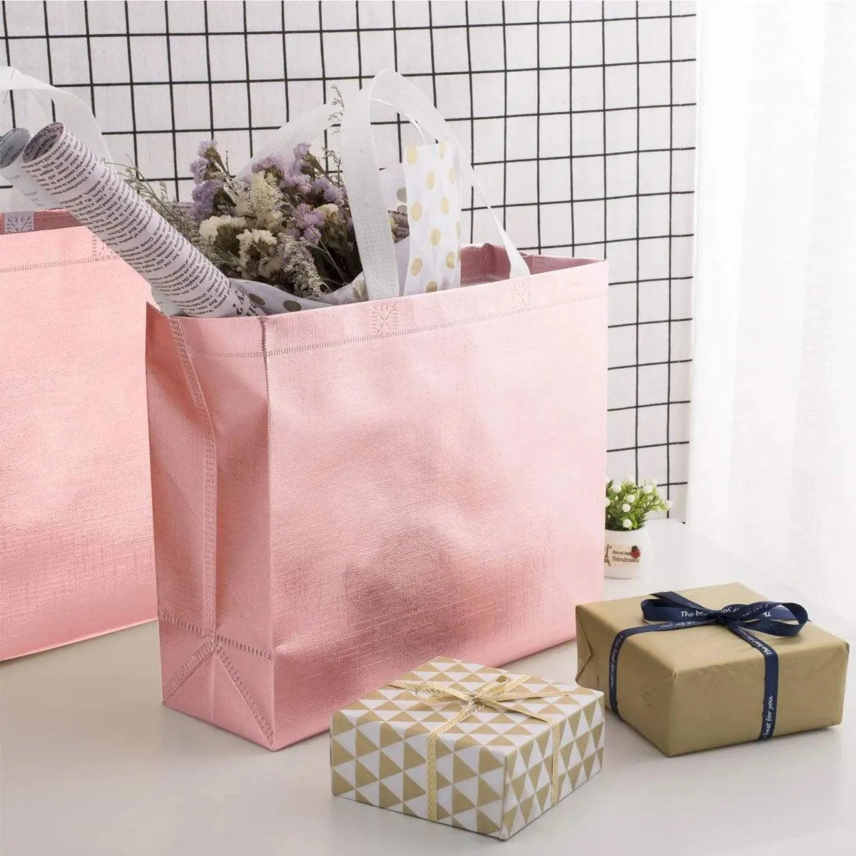 Embossed Non-Woven Fabric Tote Bag 25PCS