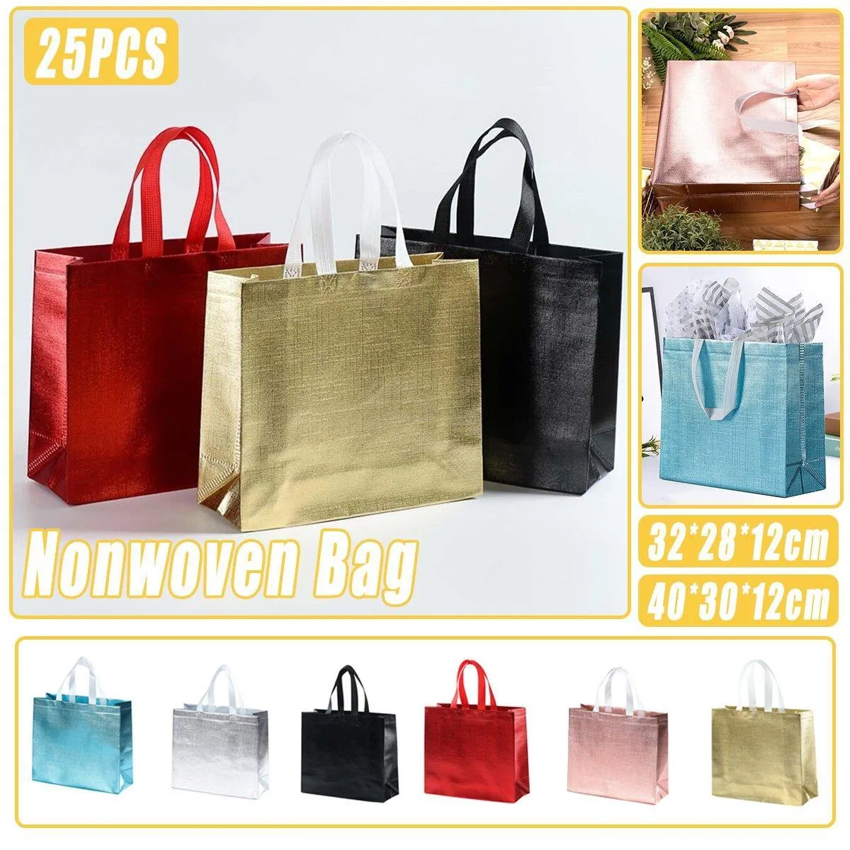 Embossed Non-Woven Fabric Tote Bag 25PCS