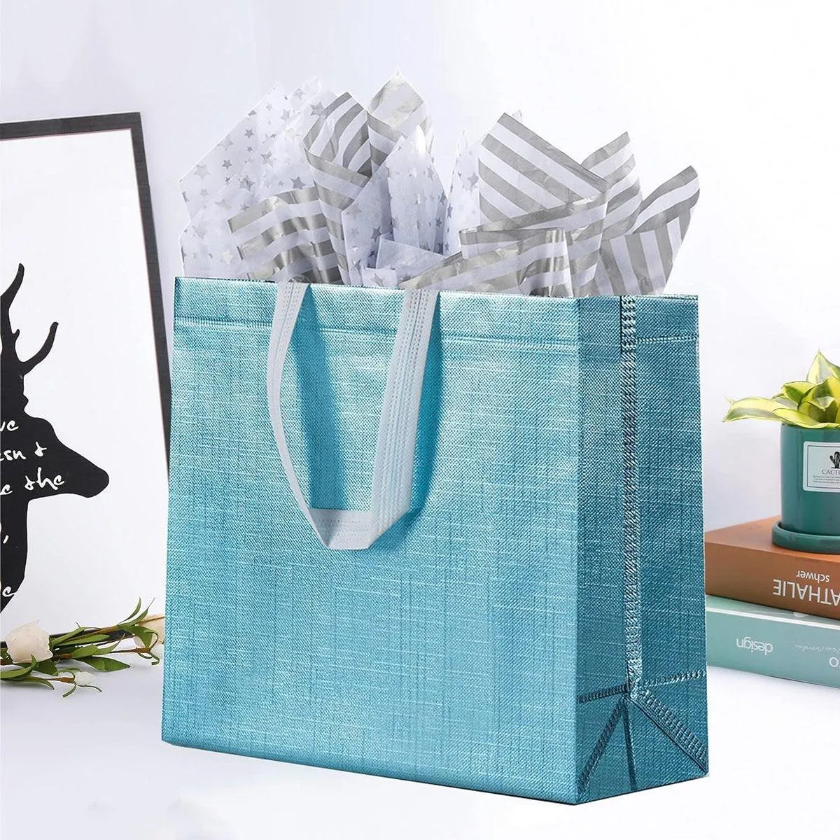 Embossed Non-Woven Fabric Tote Bag 25PCS