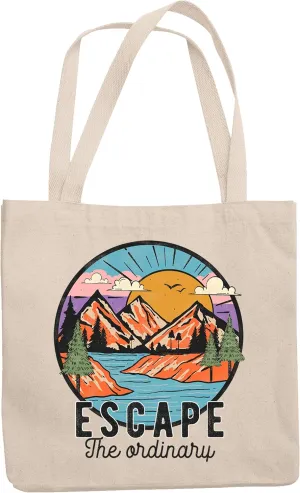 Escape the Ordinary Quote, Nature, Travel, Camping & Adventure Art Merch Gift, 12oz Canvas Tote Bag
