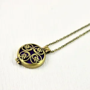 Essential Oil Diffuser Locket Necklace - Bronze Hearts Filigree