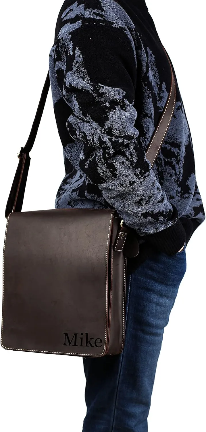 EURYNOME Leather Messenger Bag for Men, Men Purse Bag Full Grain Leather