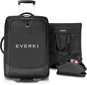 Everki Wheeled Carry-On Rolling Laptop Bag - Lightweight Trolley Bag Travel Friendly - Roller Luggage for Gamers, Rolling Bookbag for Business Travels, Up to 17.3-18.4" Carry On Luggage, EKB420 Black