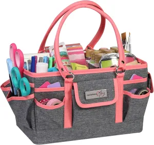 Everything Mary Craft Bag Organizer Tote, Coral - Storage Art Caddy for Sewing & Scrapbooking - Crafts Supply Carrier w/Handle for Supplies & Tools - Organization for School, Medical, Office