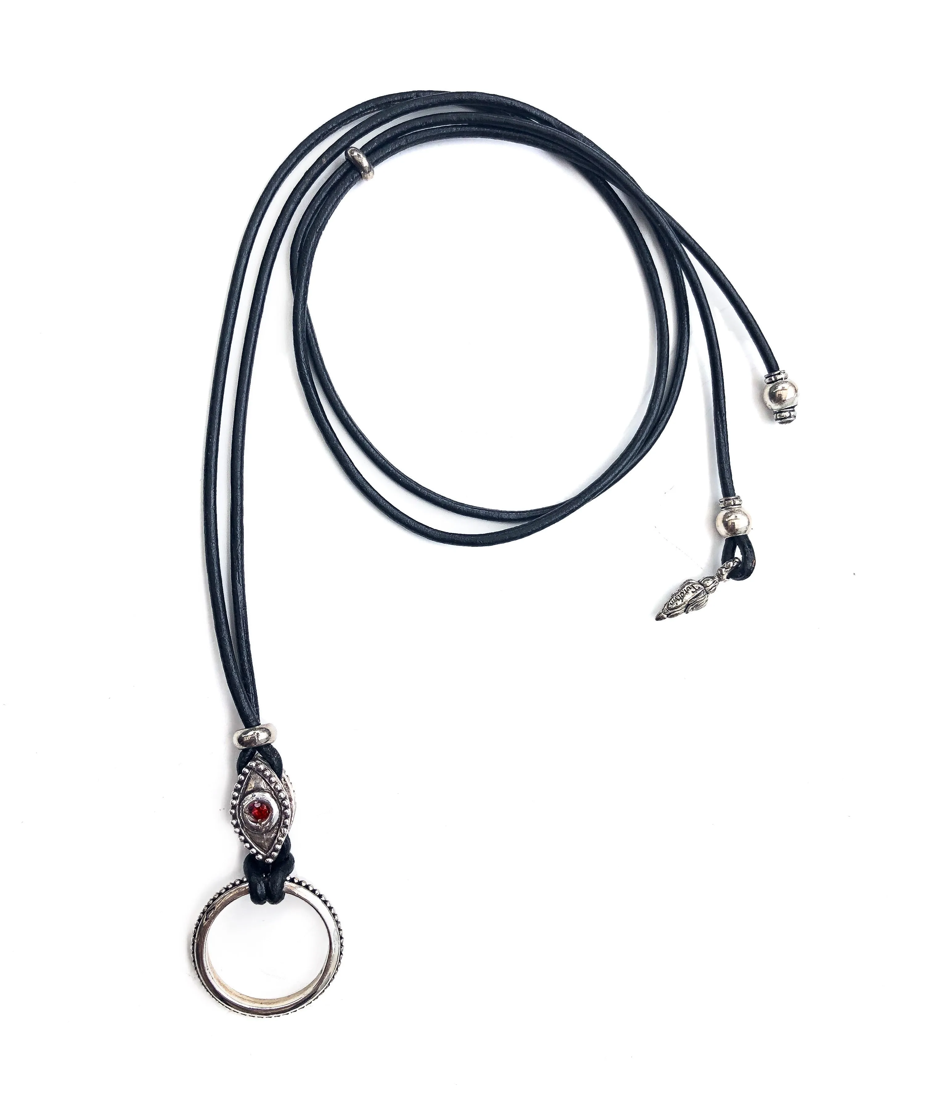 Evil Eye With Red Sapphire Eyering Necklace