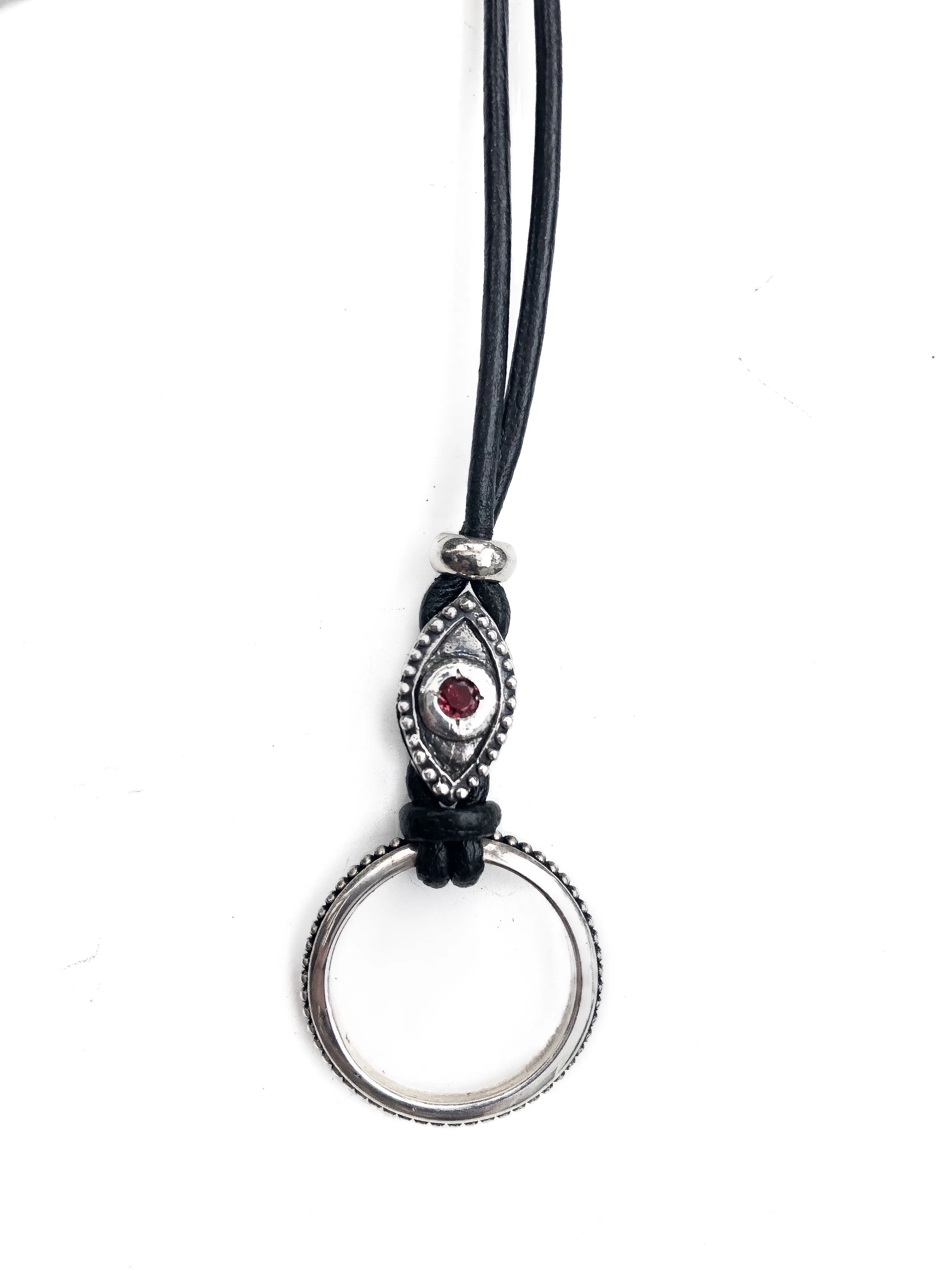 Evil Eye With Red Sapphire Eyering Necklace