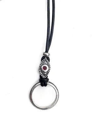 Evil Eye With Red Sapphire Eyering Necklace