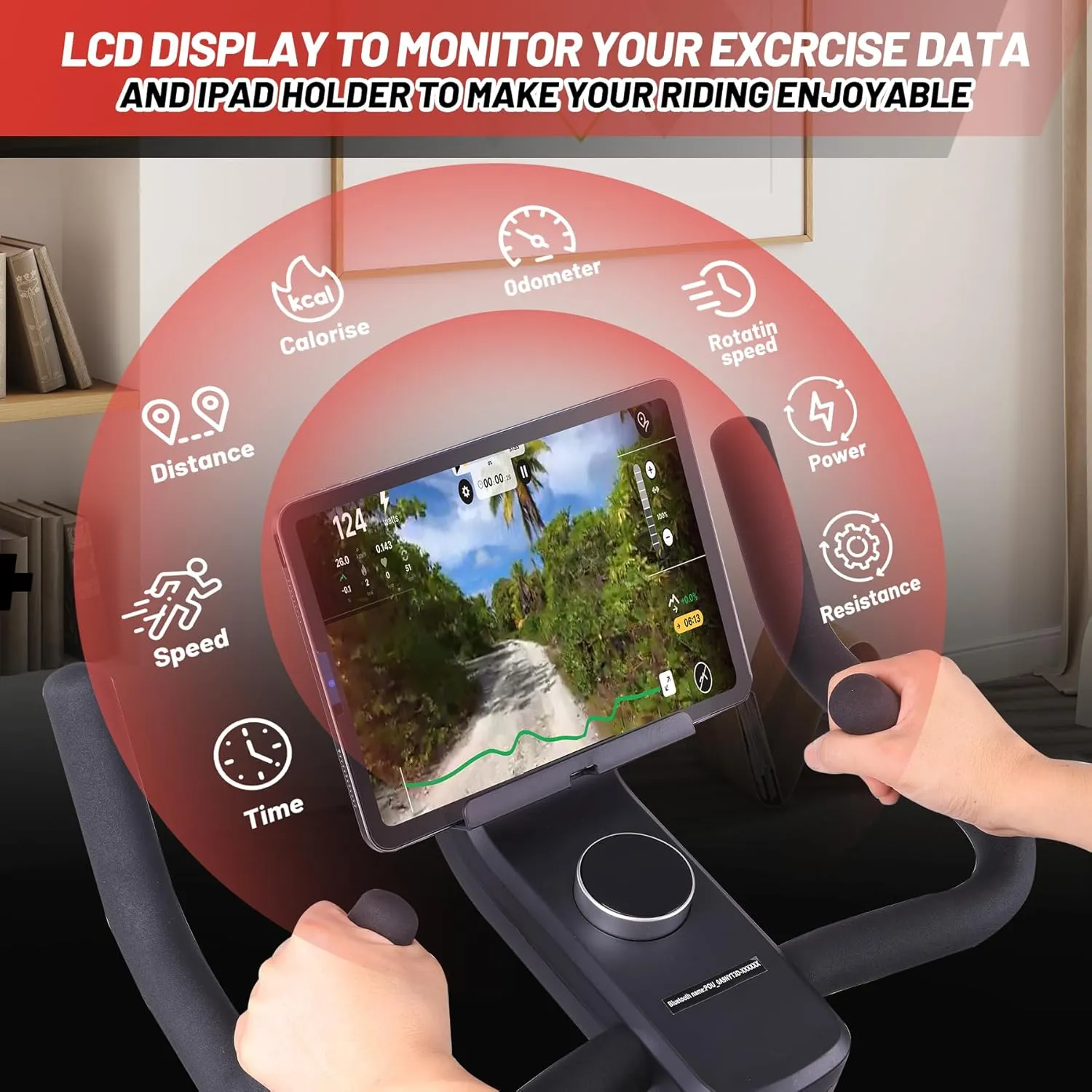 Exercise Bike, Stationary Bike With Exclusive App, Indoor Bike Trainer With Maximum Weight Capacity 300 Lbs, Tablet Mount And Record Sports Data