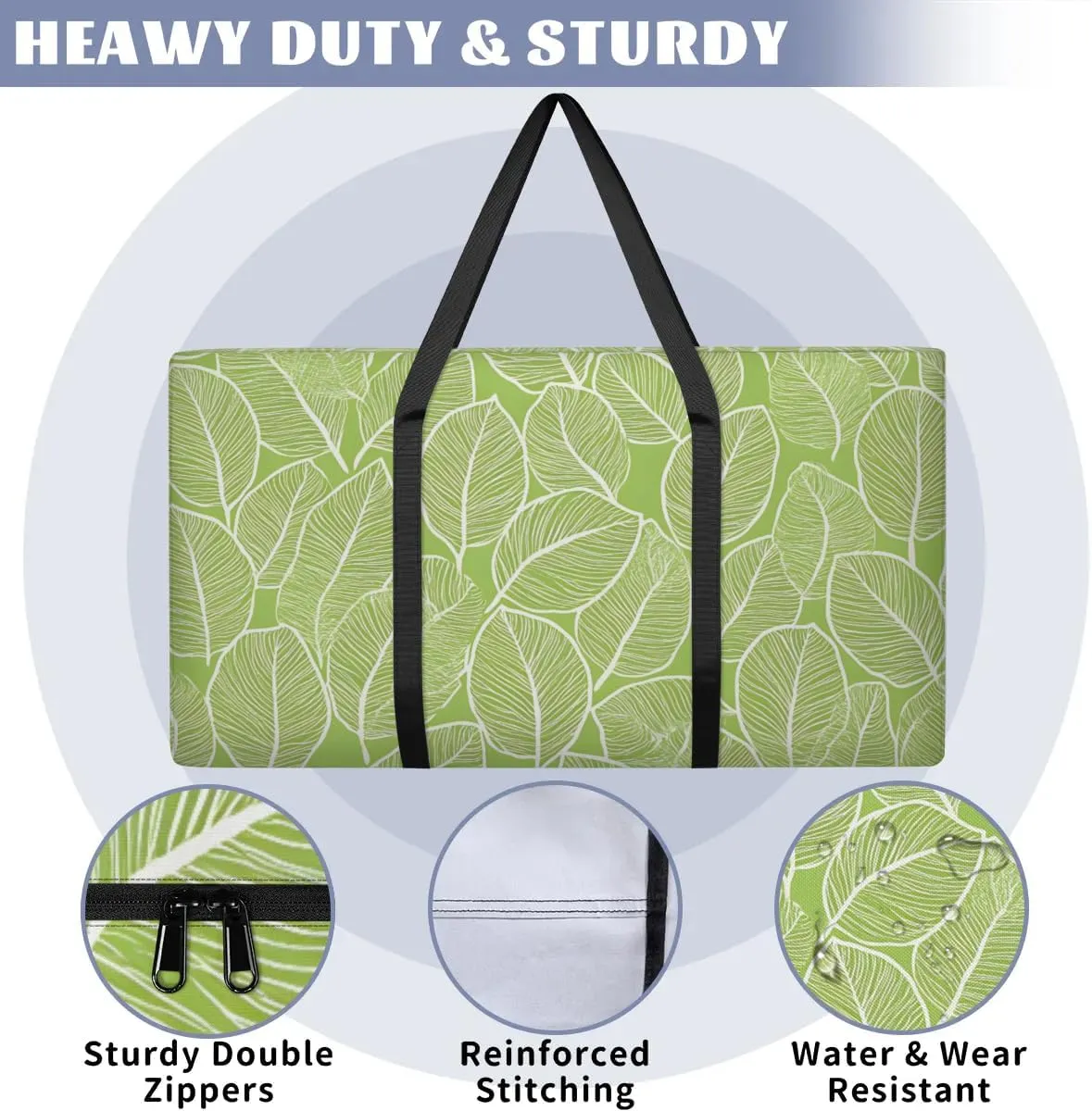 Extra Large Moving Bags Beautiful Leaf Veins Storage Bags with Handles and Zippers Large Packing Bags for Space Saving Storage Totes Moving Supplies