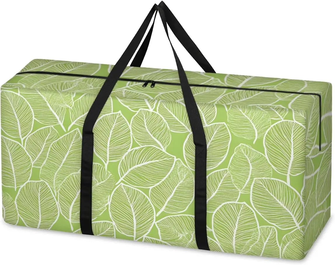 Extra Large Moving Bags Beautiful Leaf Veins Storage Bags with Handles and Zippers Large Packing Bags for Space Saving Storage Totes Moving Supplies