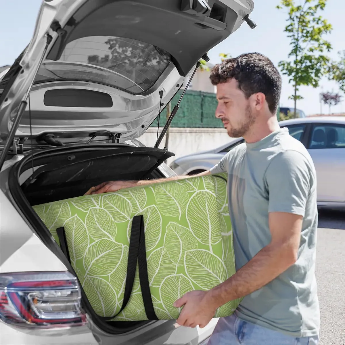 Extra Large Moving Bags Beautiful Leaf Veins Storage Bags with Handles and Zippers Large Packing Bags for Space Saving Storage Totes Moving Supplies