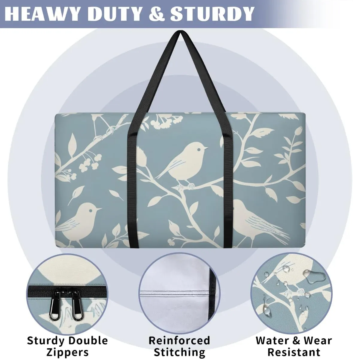 Extra Large Moving Bags Branches Birds Storage Bags with Handles and Zippers Large Packing Bags for Space Saving Storage Totes Moving Supplies