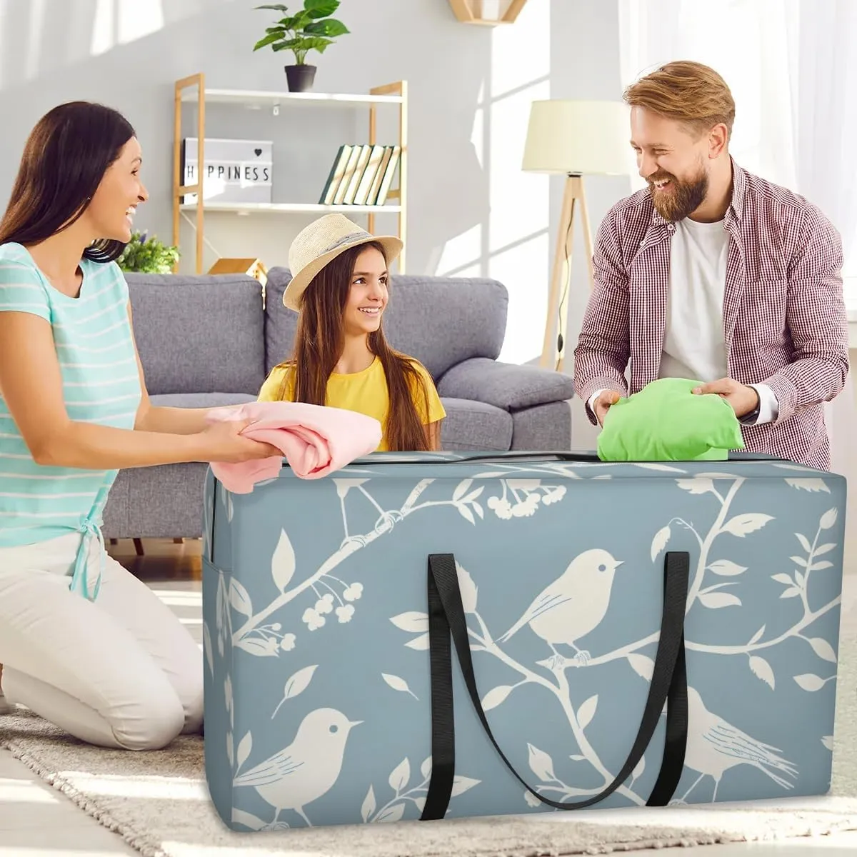 Extra Large Moving Bags Branches Birds Storage Bags with Handles and Zippers Large Packing Bags for Space Saving Storage Totes Moving Supplies