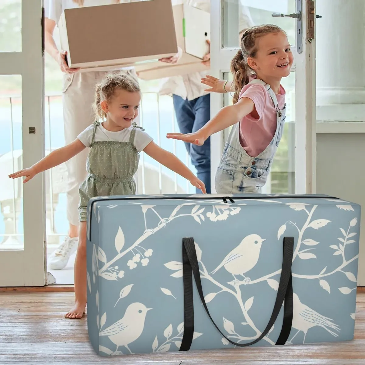 Extra Large Moving Bags Branches Birds Storage Bags with Handles and Zippers Large Packing Bags for Space Saving Storage Totes Moving Supplies