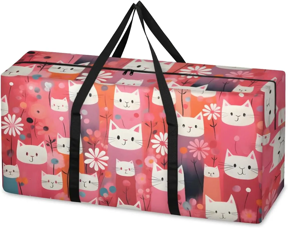 Extra Large Moving Bags Lovely Cats Storage Bags with Handles and Zippers Large Packing Bags for Space Saving Storage Totes Moving Supplies